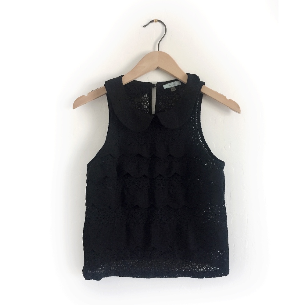 Black Lace top with Peter Pan collar size s
